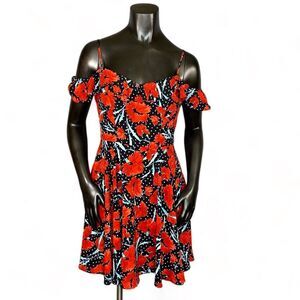 B Darlin Floral A Line Mini Dress Juniors Size 7/8 with Adjustable Straps